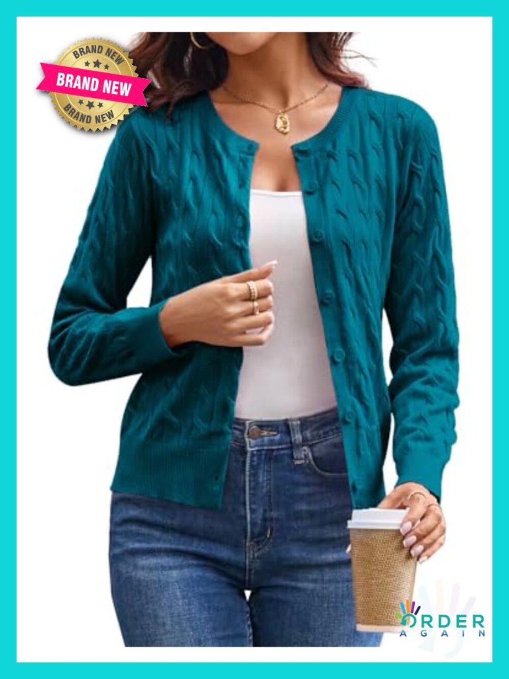 Grace Karin Cable Knit Cardigan Sweater Lightweight Fall Layer